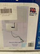 1 x Searchlight Dual Arm Wall Light in chrome - Ref: 6519CC - New and Boxed - RRP: £110