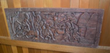 1 x Vintage African Hand Carved Wooden Panel - From an Exclusive Hale Property