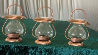 3 x Copper Tealight Lanterns - Dimensions: 17x11cm - Ref: Lot 32 - CL548 - Location: Leicester