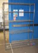 1 x Commercial Kitchen Wire Shelf Unit on Castors - Size: H180 x W120 x D40 cms - Ref: RB166 - CL558