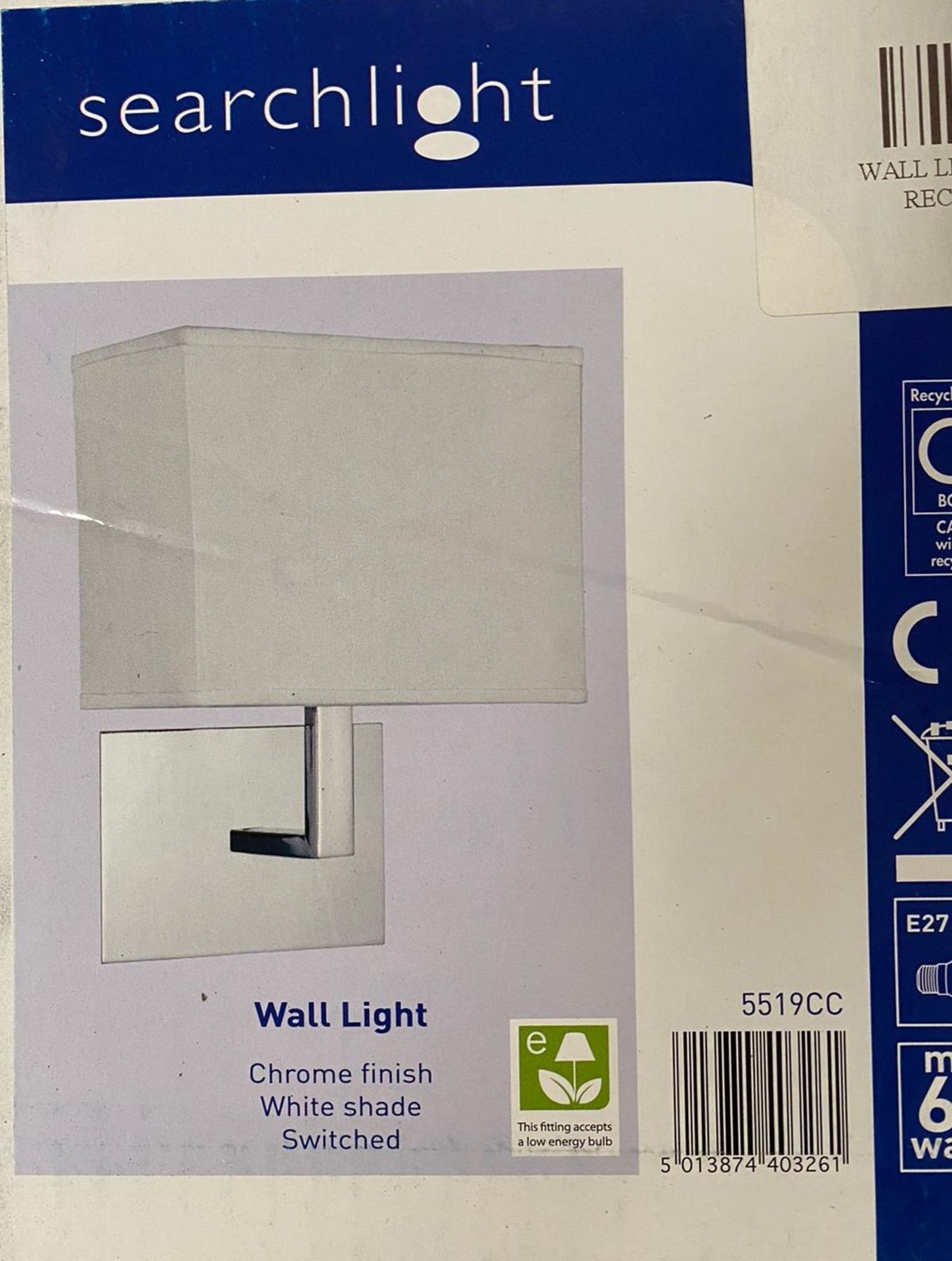 2 x Searchlight Wall Light in chrome - Ref: 5519CC - New and Boxed - RRP: £60(each)