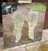 1 x Wall Mounted Sculptural Piece of Art - Angel Wings on Chrome Backdrop - Signed  by the