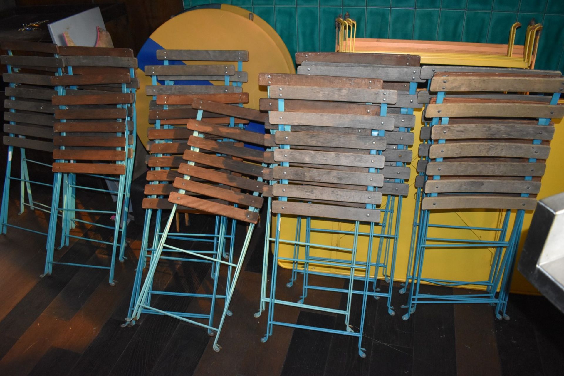 Large Collection of Outdoor Restaurant Garden Furniture - Includes 10 x Metal Yellow Tables and 22 x - Image 11 of 11