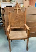 2 x Medieval Style Wooden Banqueting Chairs - Dimensions: 170x68cm - Ref: Lot 48 - CL548 - Location: