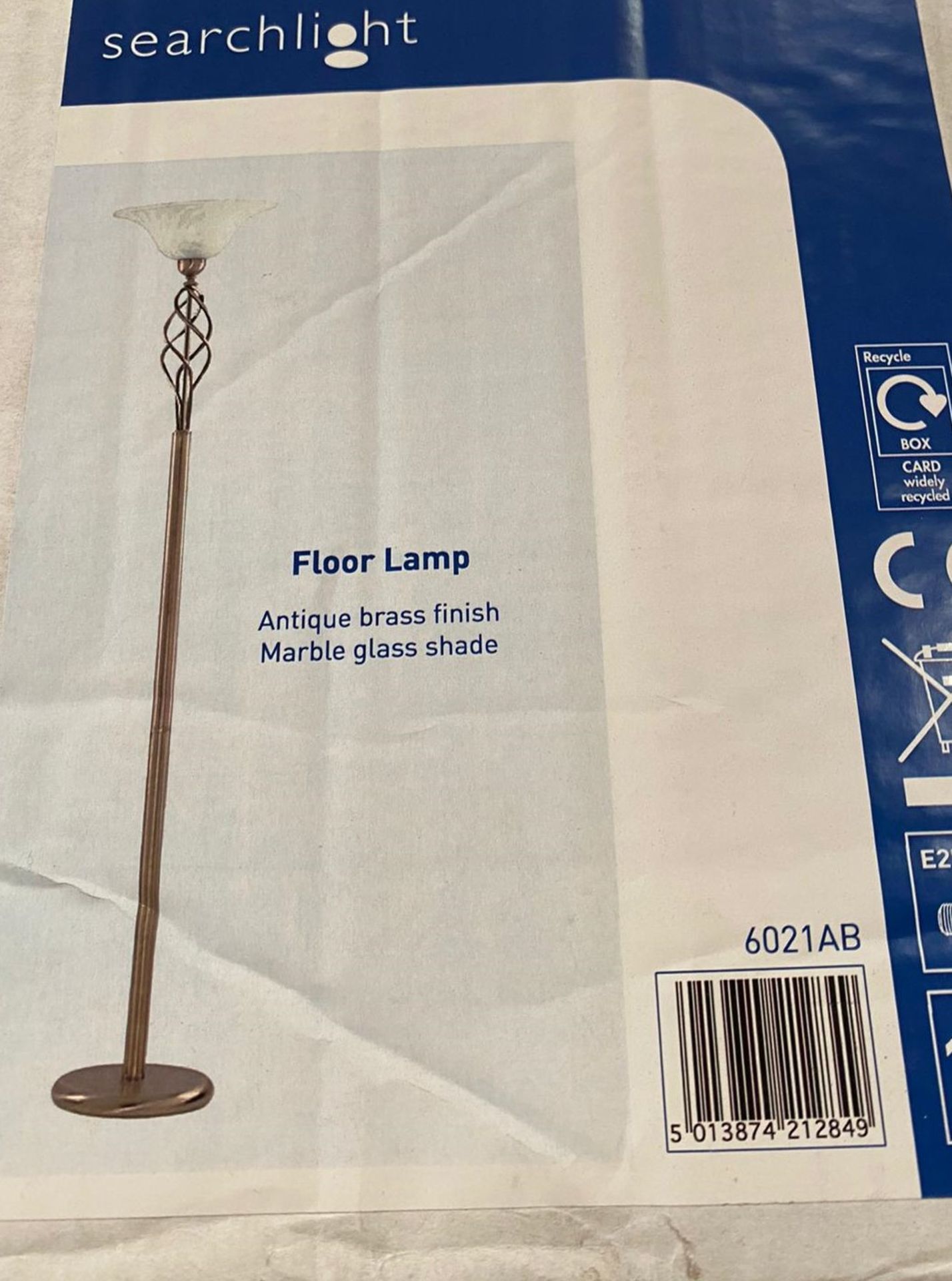 1 x Searchlight Floor Lamp in Antique Brass - Ref: 6021AB - New and Boxed - RRP: £100