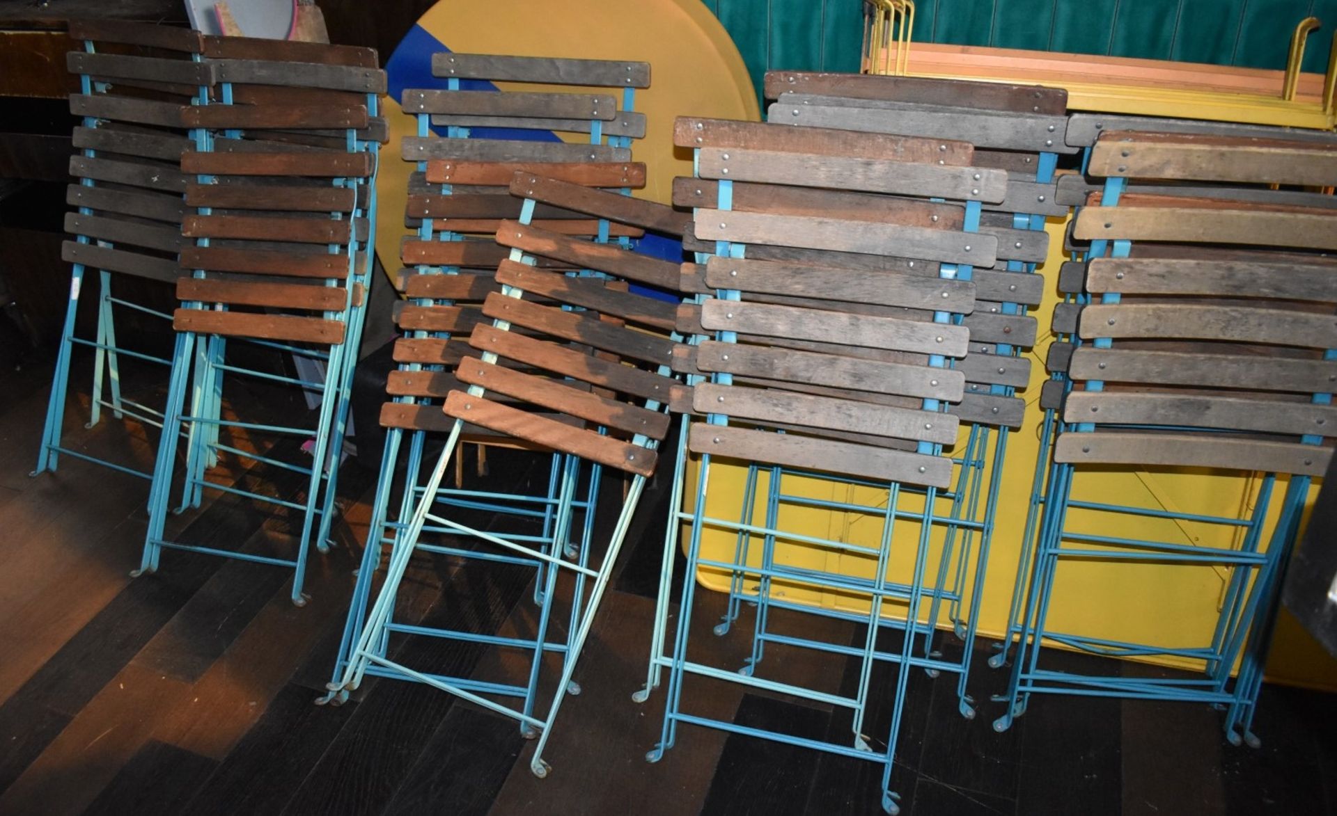 Large Collection of Outdoor Restaurant Garden Furniture - Includes 10 x Metal Yellow Tables and 22 x - Image 3 of 11