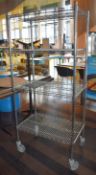 1 x Commercial Kitchen Wire Shelf Unit on Castors - Size H180 x W80 x D50 cms - Ref: RB134 - CL558 -