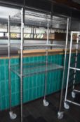 1 x Commercial Kitchen Wire Shelf Unit on Castors - Size: H180 x W80 x D50 cms - Ref: RB159 -