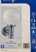 1 x Searchlight Globe Outdoor Wall Light in Stainless Steel - Ref: 085 - New and Boxed - RRP: £75