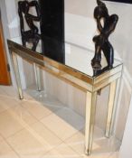 1 x Mirrored Console Table With Tapered Legs and Bevelled Glass Mirror Panels - Size: H79 x W120 x