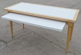 1 x Large Rectangular Event Table In Beech With Slide Out Desk - Features Attractive Turned Legs And