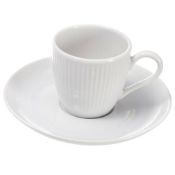 12 x PILLIVUYT 'Plisse' Commercial Porcelain Espresso Coffee Cup And Saucer Sets - Made In