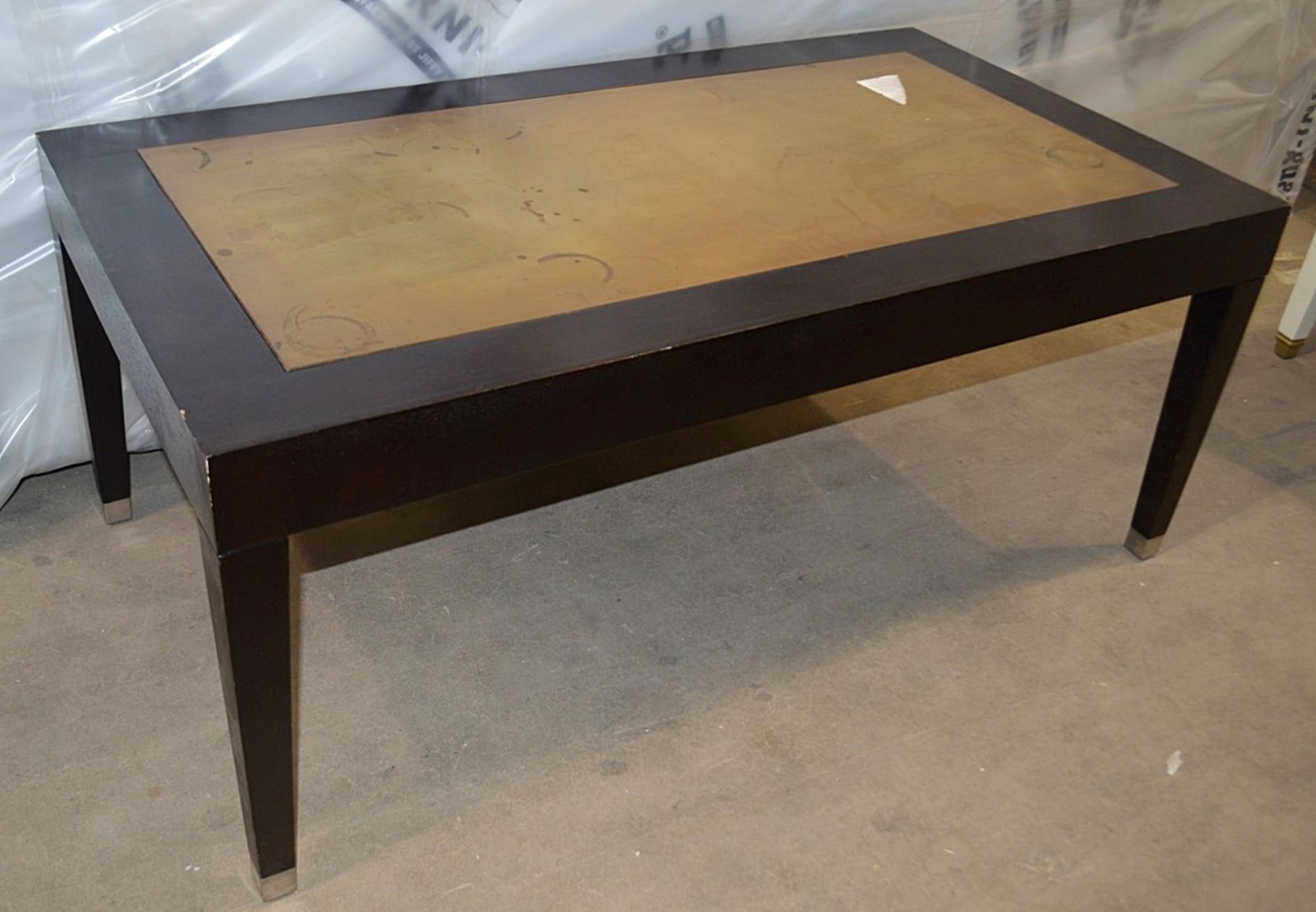 1 x JUSTIN VAN BREDA 'Alexander' Bespoke Mahogany Coffee Table - Custom Model With Brass Inlay - Image 3 of 10