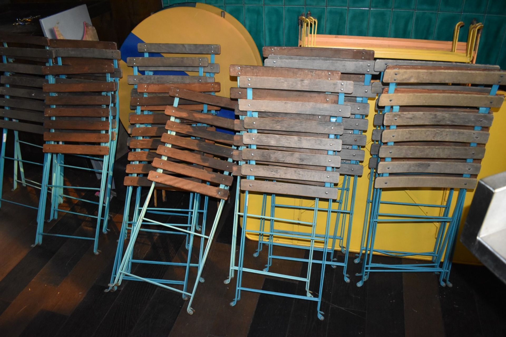 Large Collection of Outdoor Restaurant Garden Furniture - Includes 10 x Metal Yellow Tables and 22 x - Image 10 of 11