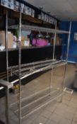 1 x Commercial Kitchen Wire Shelf Unit on Castors - Size: H180 x W120 x D40 cms - Ref: RB185 - CL558