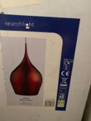 1 x Searchlight Vibrant metal pendant in electric red - Ref: 6461-26RE - New and Boxed - RRP: £125