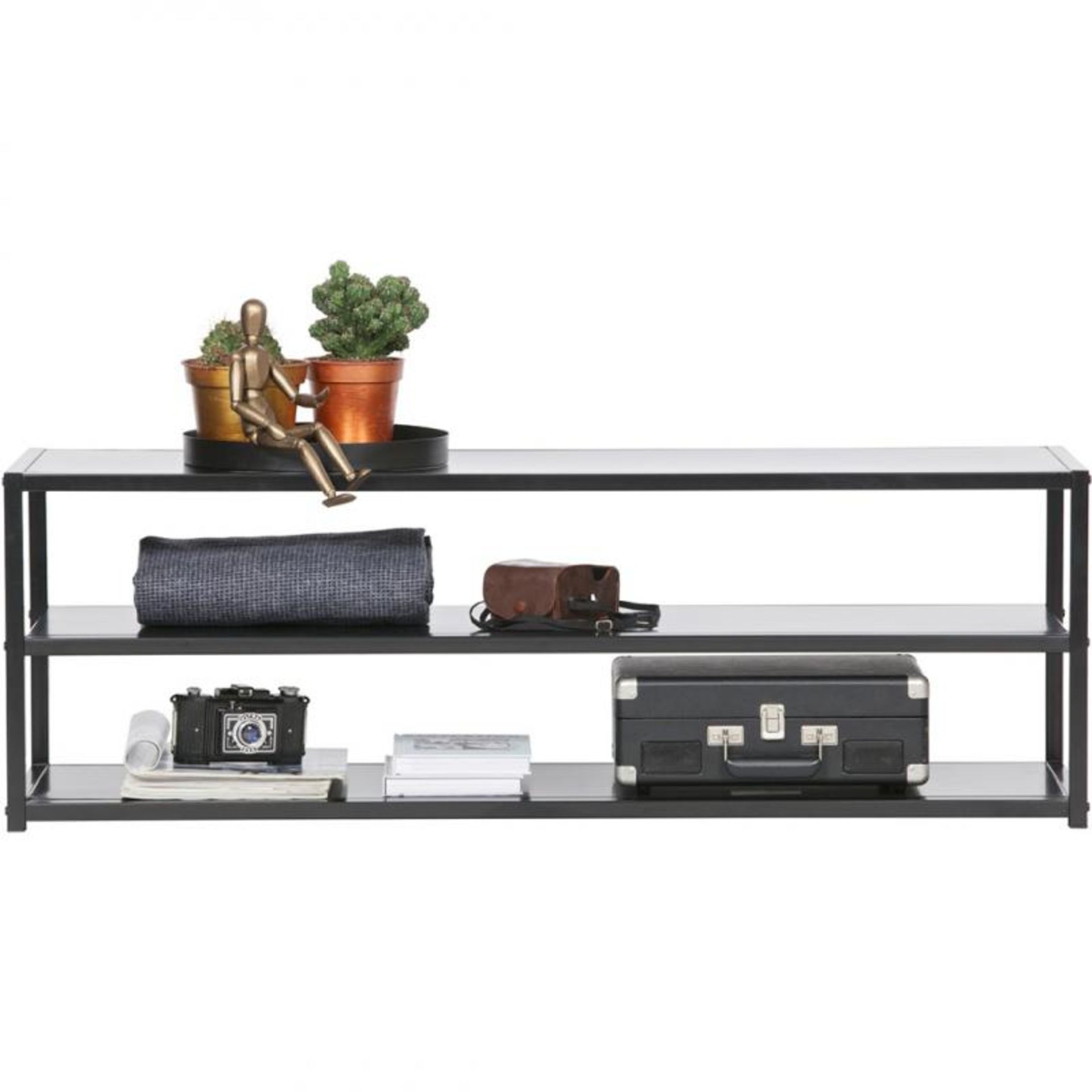 1 x 'Teun' Contemporary Sleek Black Metal TV Unit / Low Side Unit Produced By Woood Designs - Ref: 2