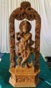 1 x Wooden Krishna Statue - Dimensions: 100x40cm - Ref: Lot 12 - CL548 - Location: Leicester