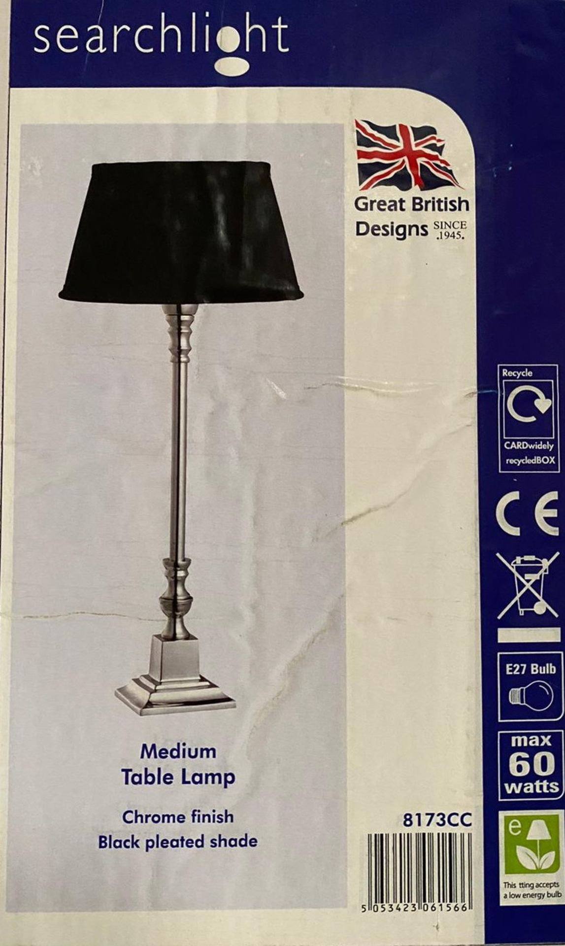 1 x Searchlight Medium Table Lamp in chrome - Ref: 8173CC - New and Boxed - RRP: £90.00