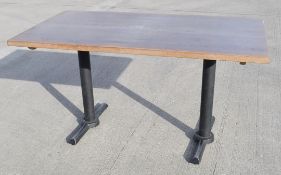 1 x Large Rectangular 1.4 Metre Bistro Table With A Wooden Top And Sturdy Metal Base - wbw102