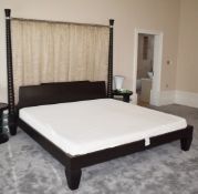 1 x Giorgetti Temenos Emperor Bed With Two Elegant Pillars, Drapes and Memory Foam Mattress