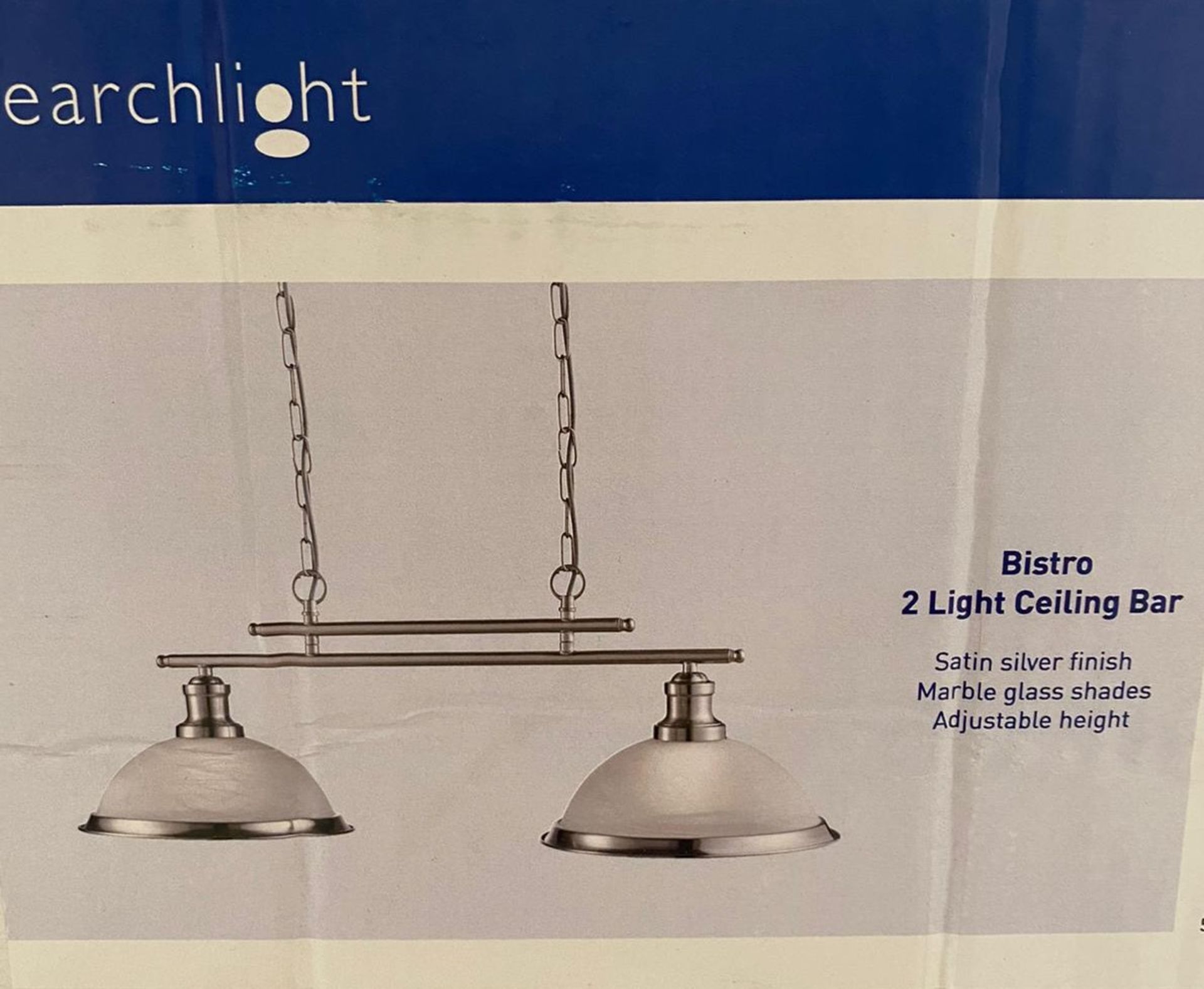 1 x Searchlight bistro 2 Light Ceiling Bar in satin silver - Ref: 2682-2SS - New Boxed - RRP: £115 - Image 3 of 3