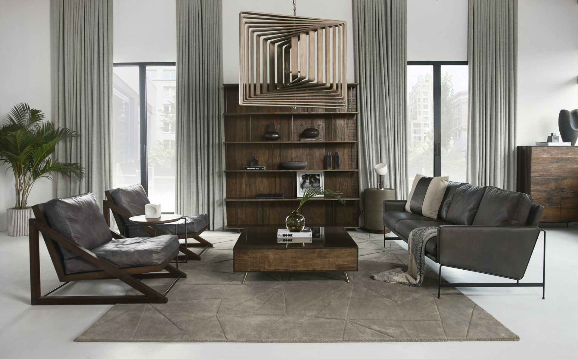 1 x Sonder Living 10-Layer Spiral Walnut Light Sculpture by Nellcote Studio - New Boxed Stock - Ref: - Image 6 of 7