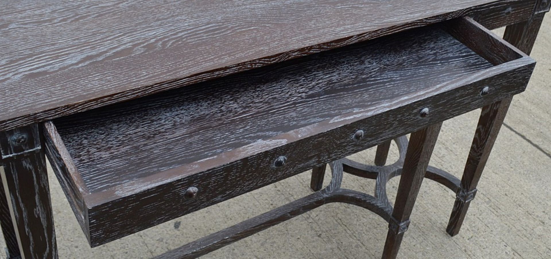 1 x JUSTIN VAN BREDA 'Rose' Console Table In Cerused Oak With Drawer - Original Price £3,898 - Image 9 of 10