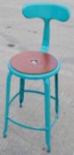 A Pair Of Genuine Nicolle® French Metal Stools In Glossy Turquoise Blue - Original Price £600.00
