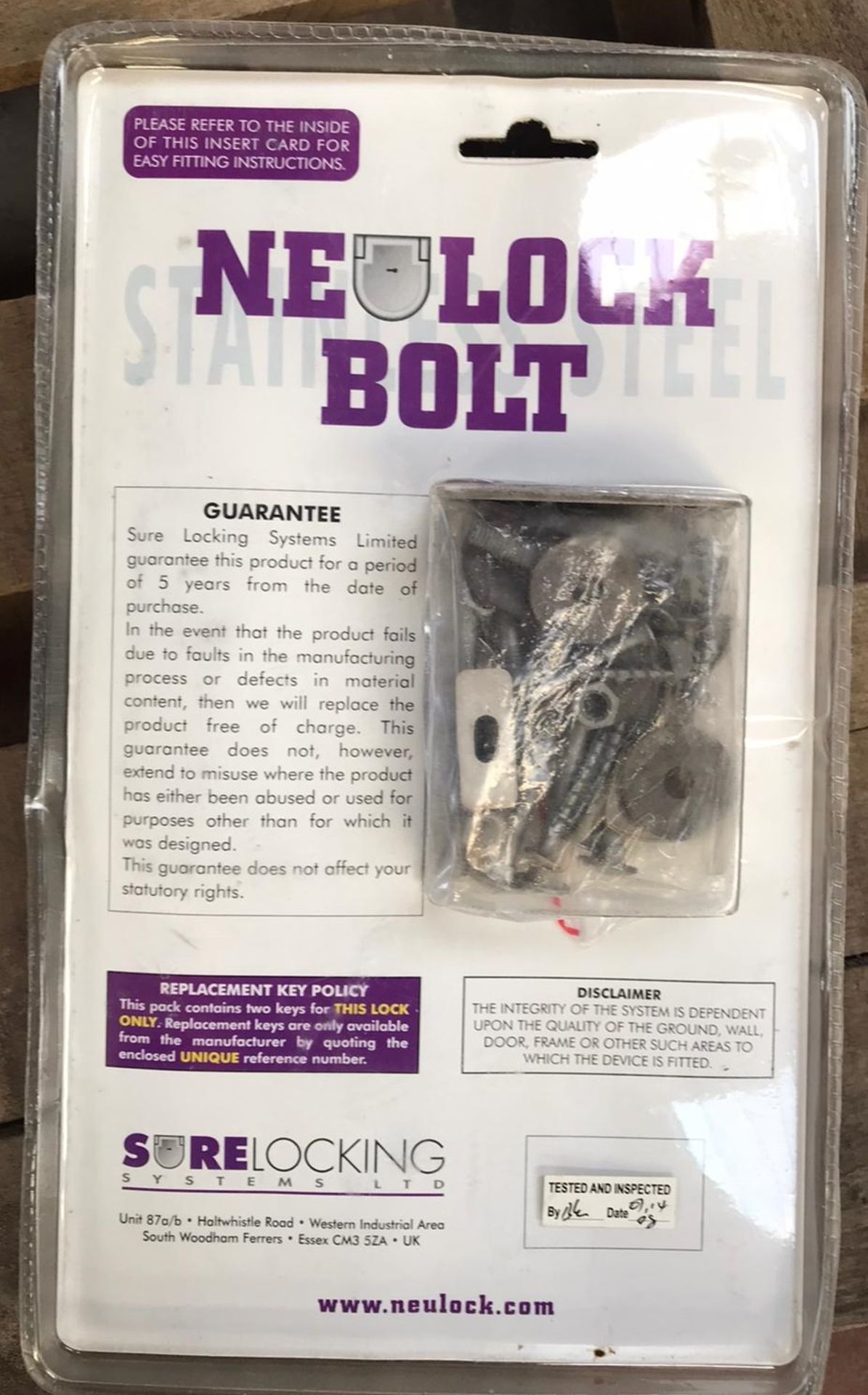 1 x Neulock High Security Thief Resistant Padlockable Bolt - Brand New Stock - CL538 - Ref: Pallet - Image 2 of 2