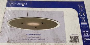 1 x Searchlight LED Disc pendant in satin silver - Ref: 3725-40SS - New and Boxed - RRP: £130