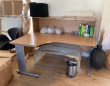 2 x Curved Office Desks with Overshelf - Ref: Lot 53 - CL548 - Location: Near Market HarboroughAll