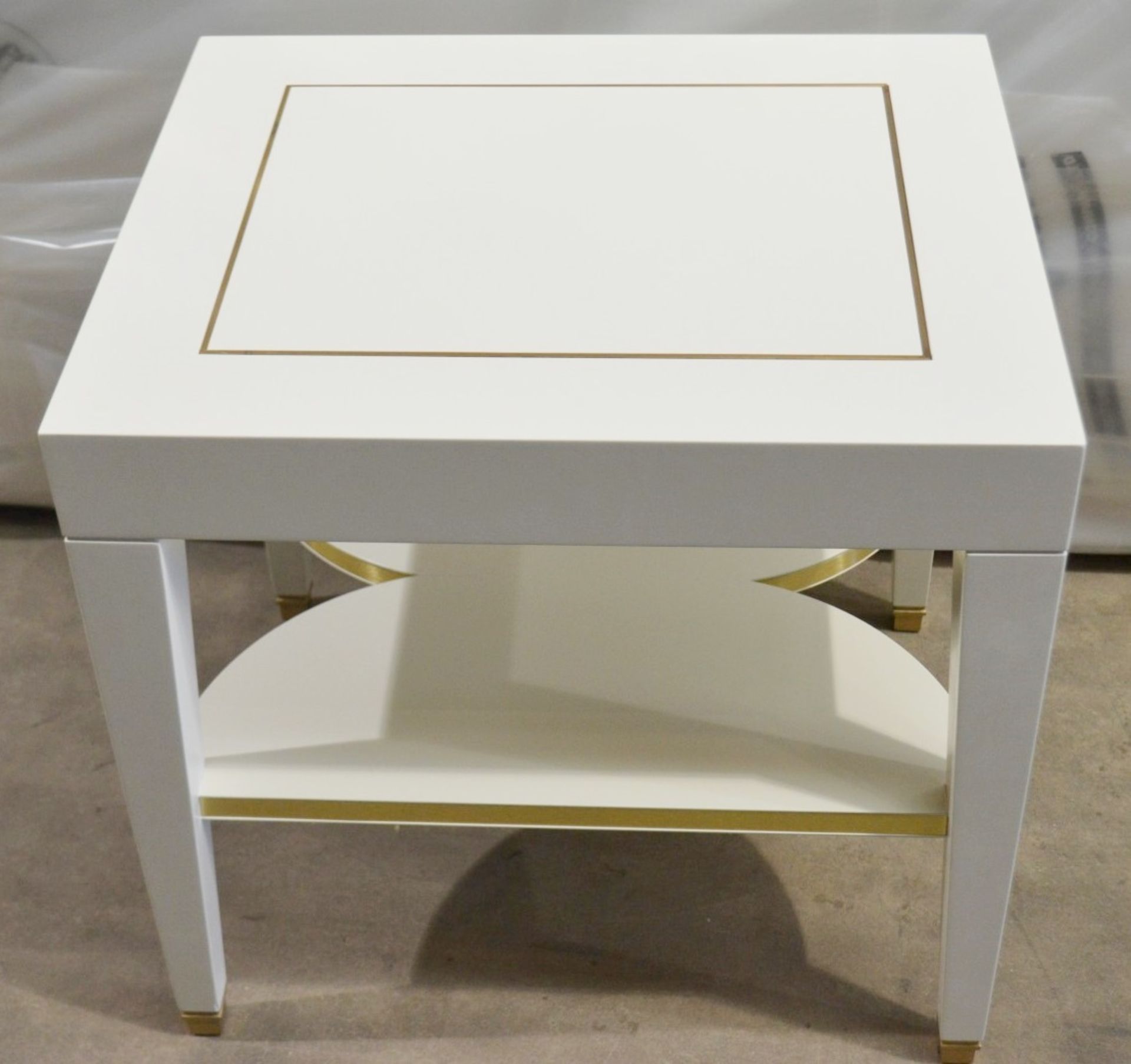 1 x JUSTIN VAN BREDA 'Alexander' Mahogany Occasional Side Table In Cream - Dimensions: W60 x D50 x H - Image 4 of 6