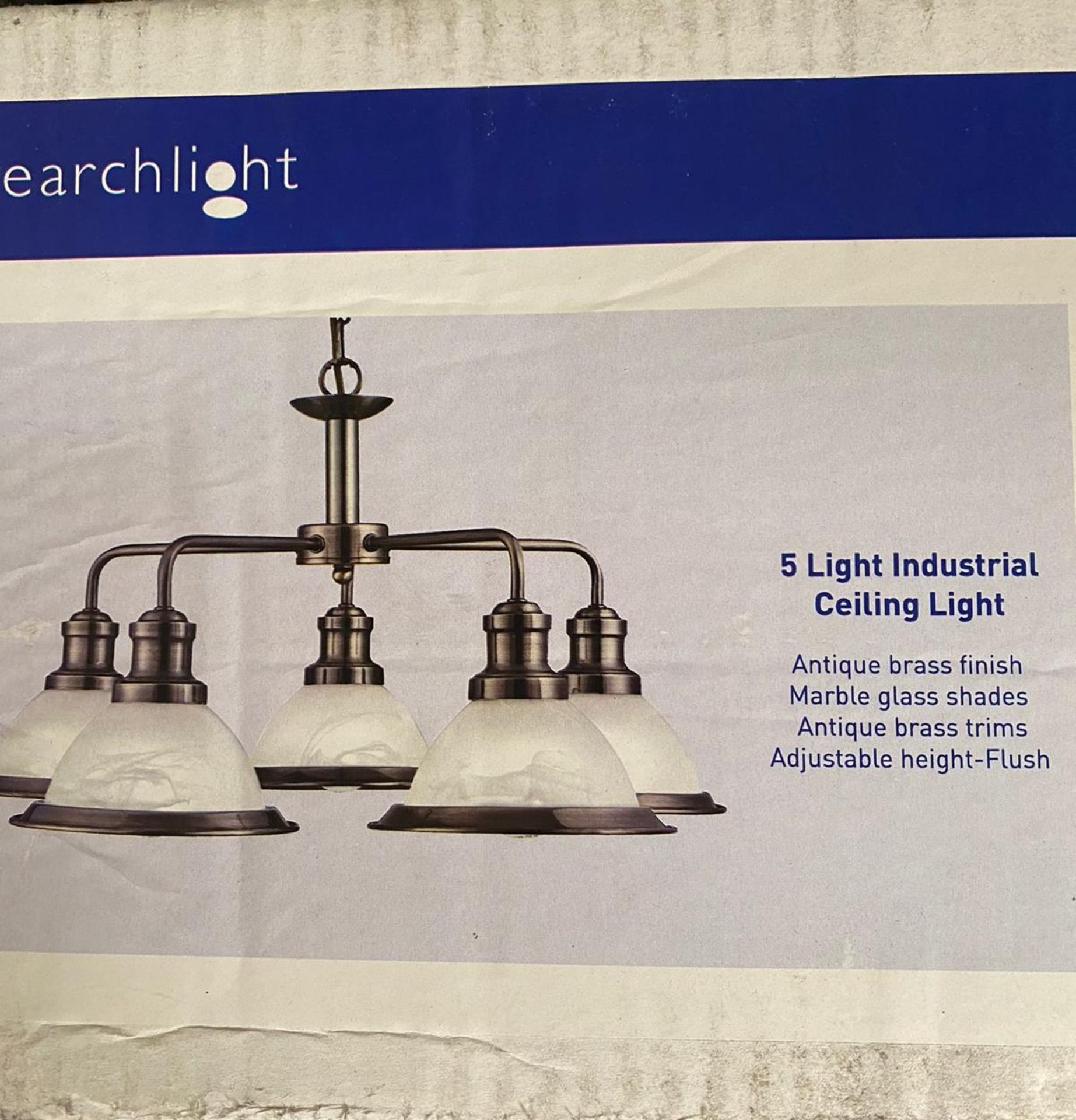 1 x Searchlight Industrial Ceiling Light in Antique Brass - Ref: 1595-5AB -New and Boxed - RRP: £150 - Image 3 of 5