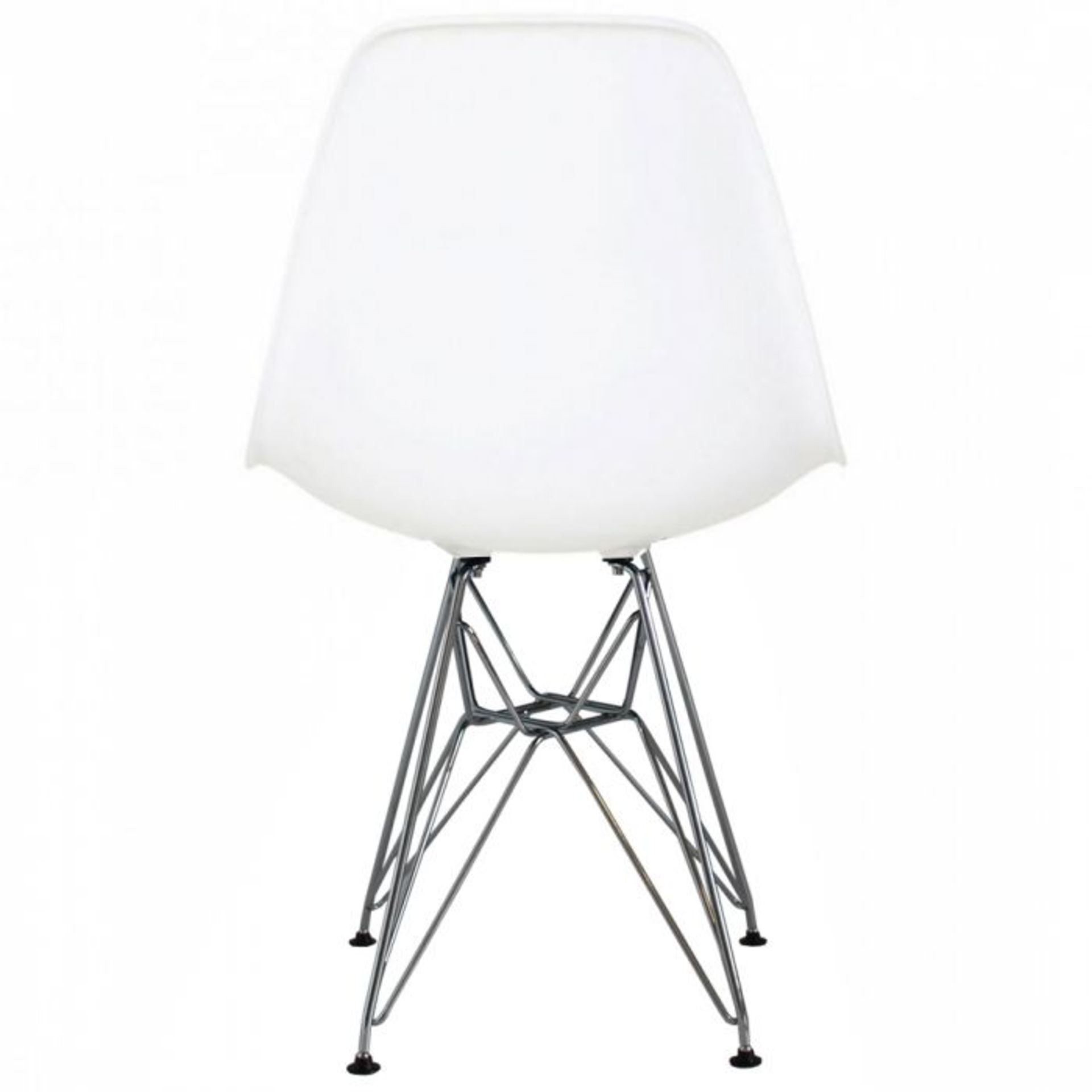 A Set Of 6 x Eames-Style Dining Chairs in White - Includes 2 x Carvers - Classic Design With Deep - Image 6 of 6