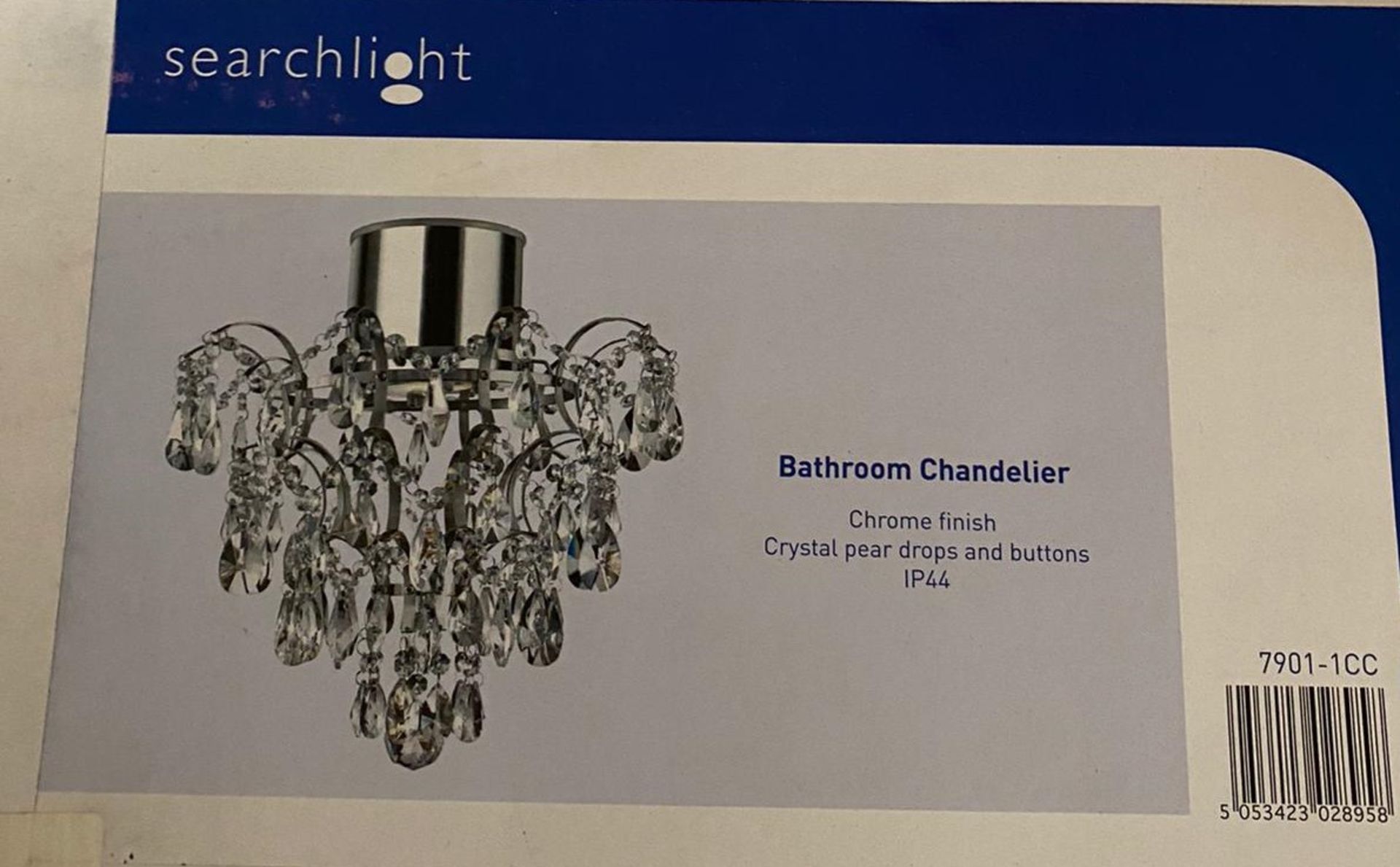 1 x Searchlight Bathroom Chandelier in chrome - Ref: 7901-1CC - New and Boxed - RRP: £200.00