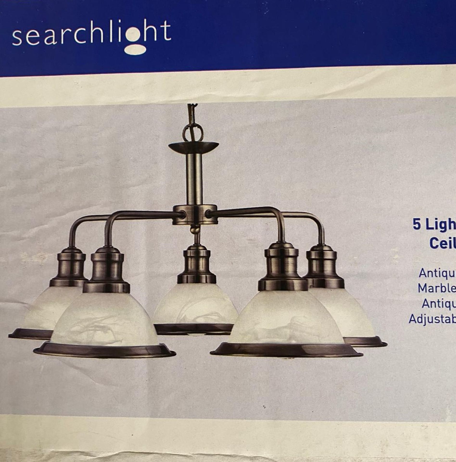 1 x Searchlight Industrial Ceiling Light in Antique Brass - Ref: 1595-5AB -New and Boxed - RRP: £150 - Image 4 of 5