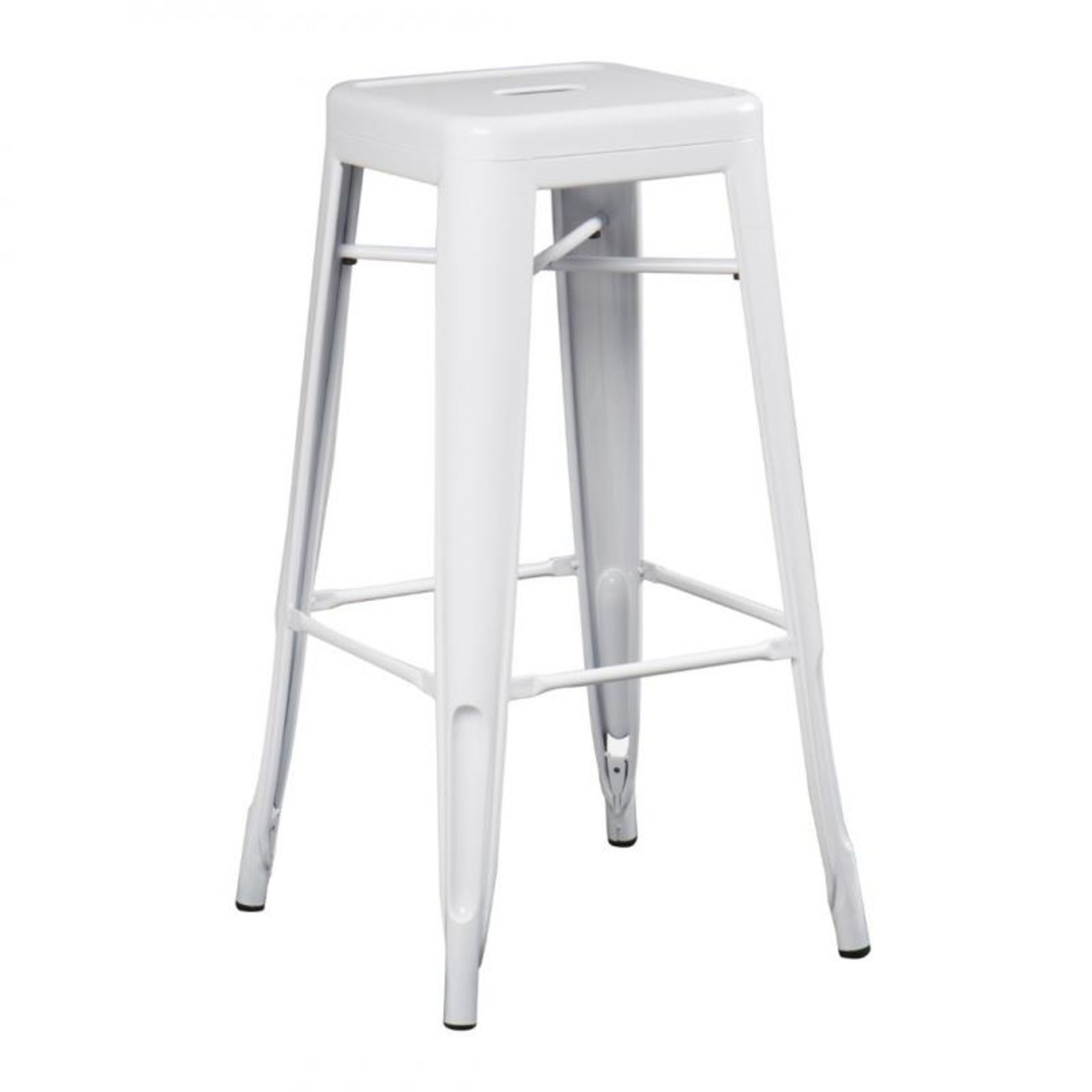 2 x Xavier Pauchard / Tolix Inspired Industrial WHITE Bar Stools - Pair of - Lightweight and Stackab - Image 3 of 4