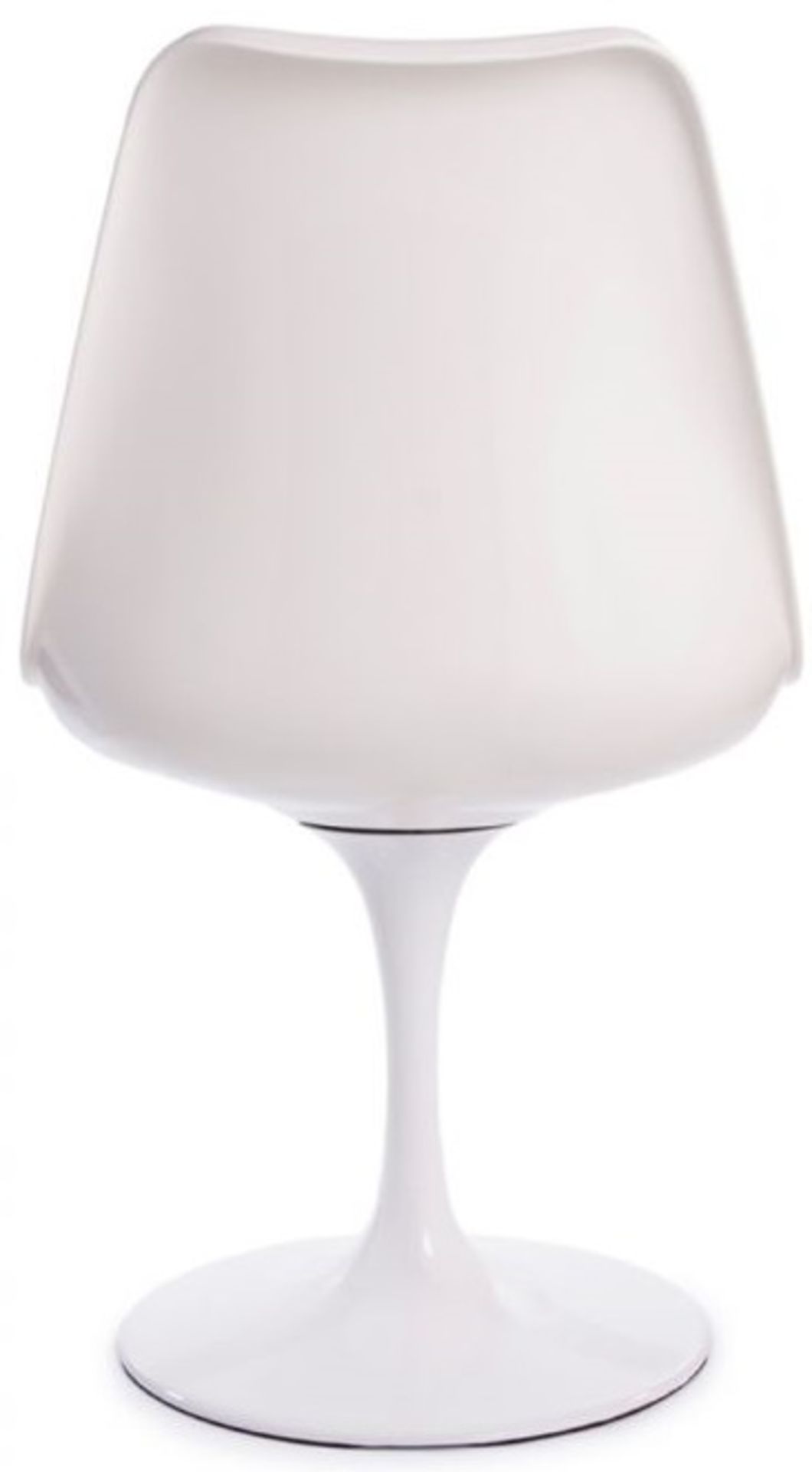 1 x Eero Saarinen Inspired Tulip Armchair In White With Black Faux Leather Cushion - Brand New Boxed - Image 4 of 4