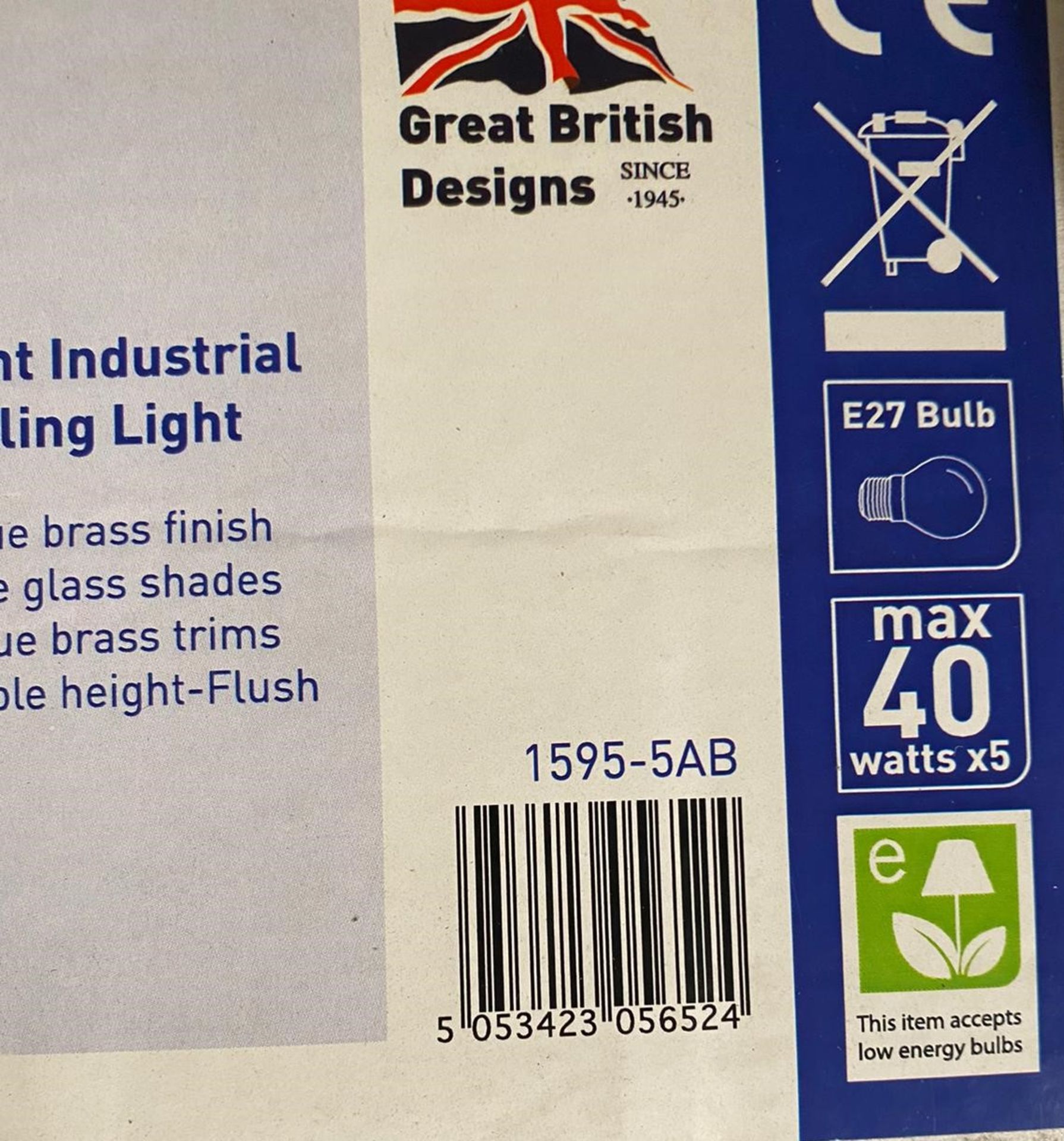 1 x Searchlight Industrial Ceiling Light in Antique Brass - Ref: 1595-5AB -New and Boxed - RRP: £150 - Image 5 of 5