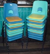 15 x Plastic Stackable Chairs With Cushioned Seat Pads - Suitable For Indoor or Outdoor Use - Ref: