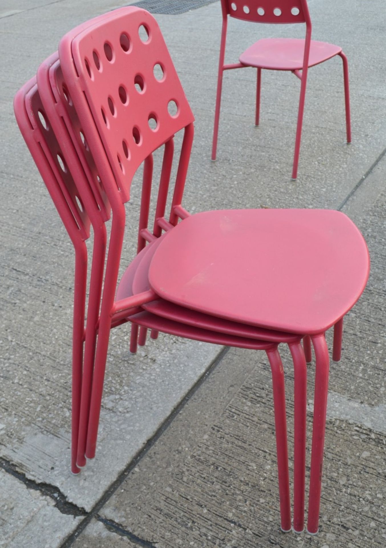 5 x Emu Branded Italian Made Outdoor Metal Stackable Bistro Chairs In Magenta (Hot Pink) - - Image 4 of 6