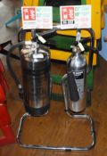 2 x Fire Extinguishers in Chrome With Stand - Foam & Carbon Dioxide - Ref: RB174 - CL558 - Location: