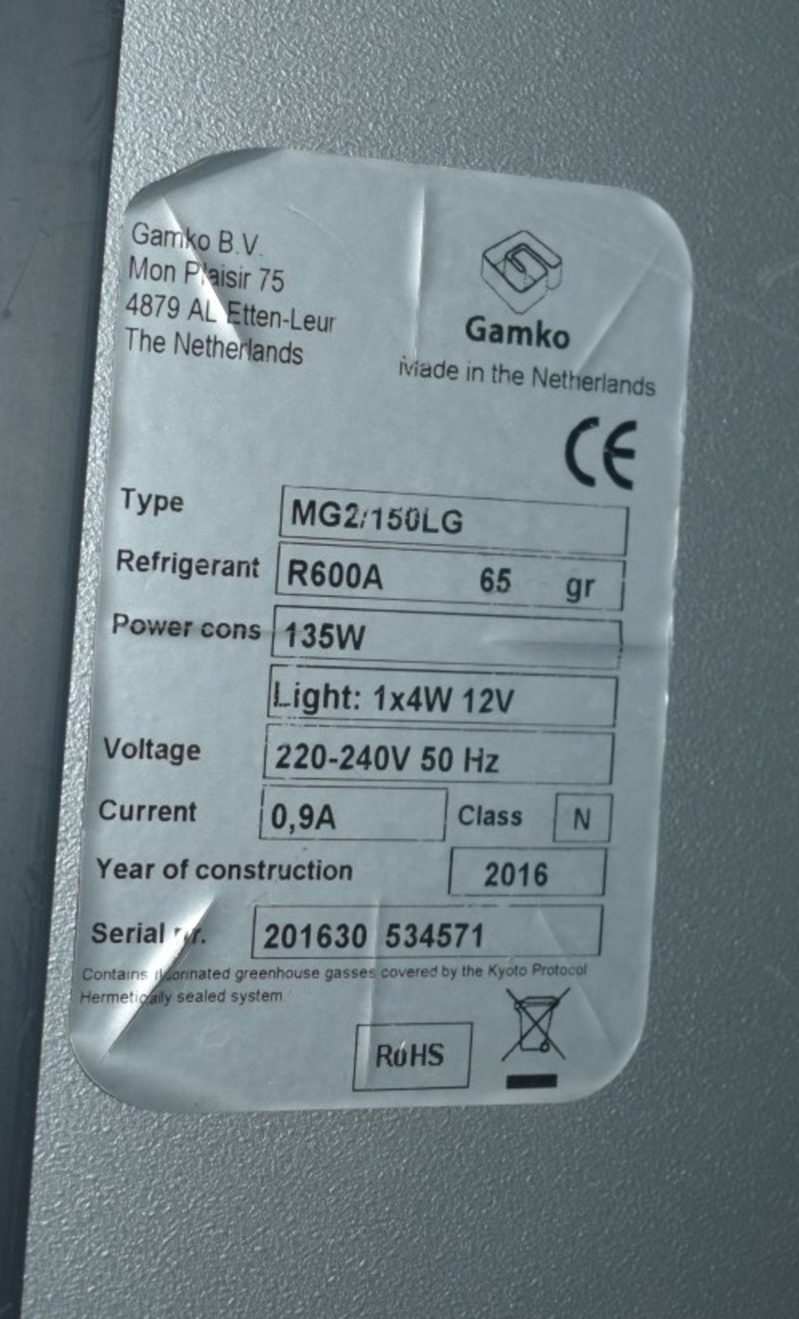 1 x Gamko Single Door Undercounter Bottle Cooler - Model MG2/150LG - RRP £900 - Ref: RB187 - CL558 - - Image 4 of 4