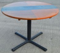 1 x Commercial 100cm Round Tables Featuring Abstract Paint Work And Metal Base
