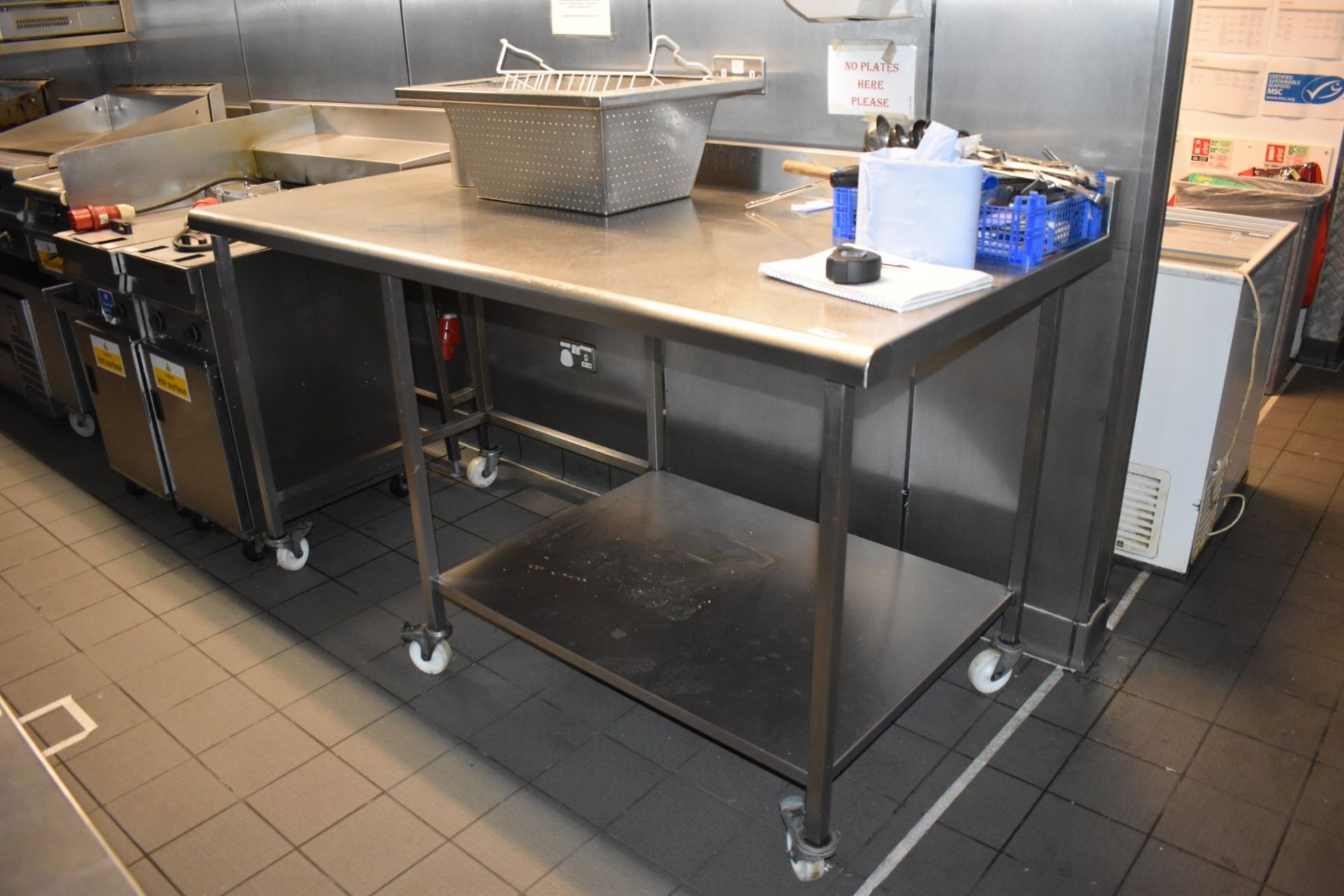 1 x Stainless Steel Prep Table With Undershelf and Castors - Size H99 x W184 x D91 cms - Ref: - Image 2 of 2
