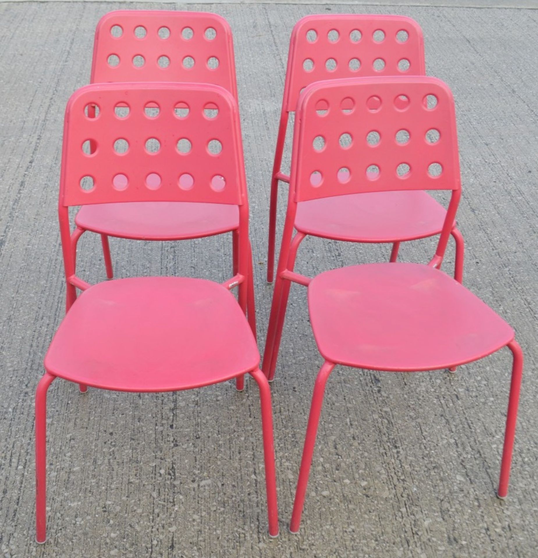 5 x Emu Branded Italian Made Outdoor Metal Stackable Bistro Chairs In Magenta (Hot Pink) -
