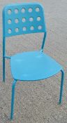 5 x Emu Branded Italian Made Outdoor Metal Stackable Bistro Chairs In BLUE