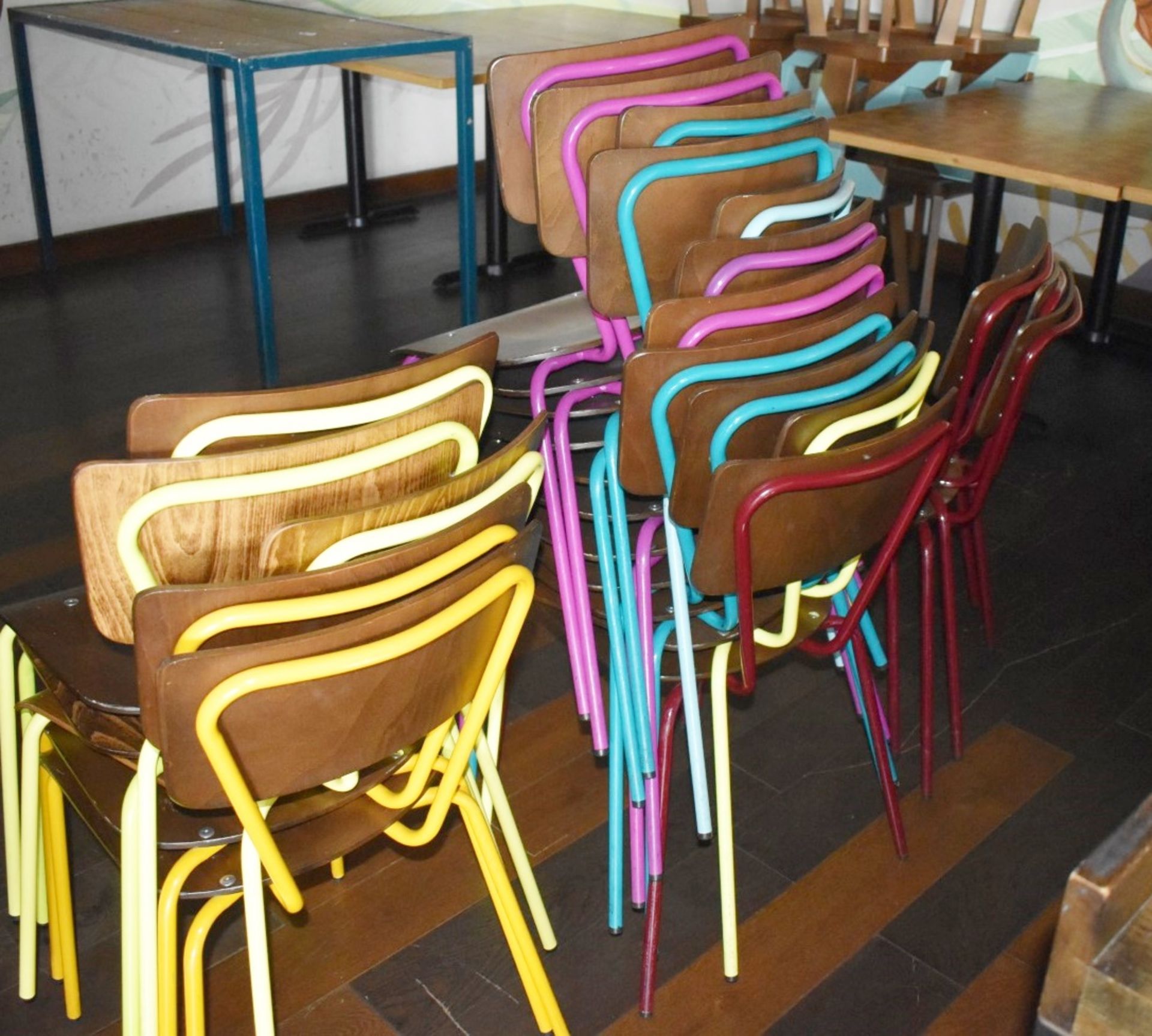12 x Dining Chairs With Wooden Seats, Wooden Back Rests and Various Coloured Metal Frames - Ref: - Image 2 of 2