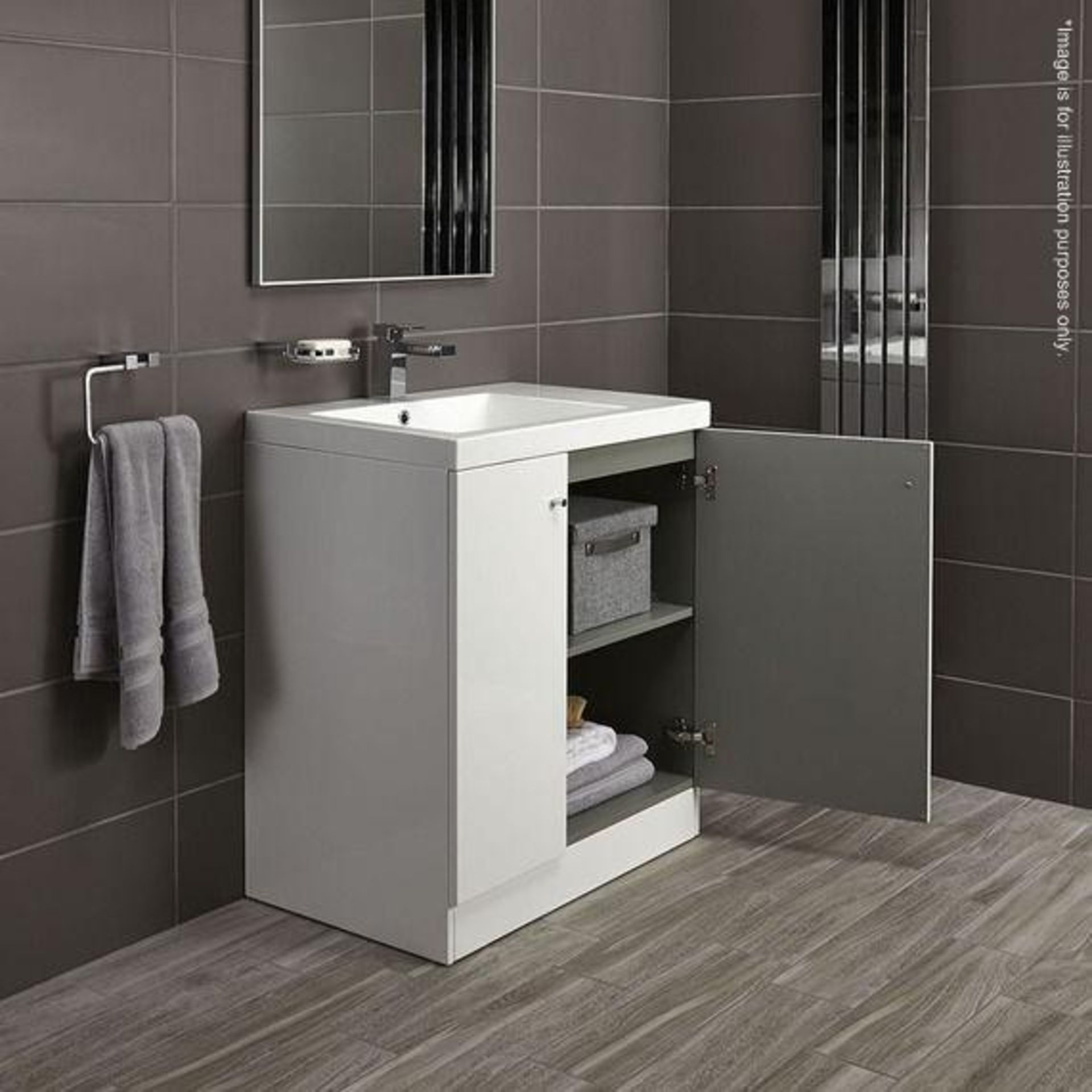 10 x Alpine Duo 750 Floorstanding Vanity Units In Gloss White - Dimensions: H80 x W75 x D49.5cm - - Image 2 of 4